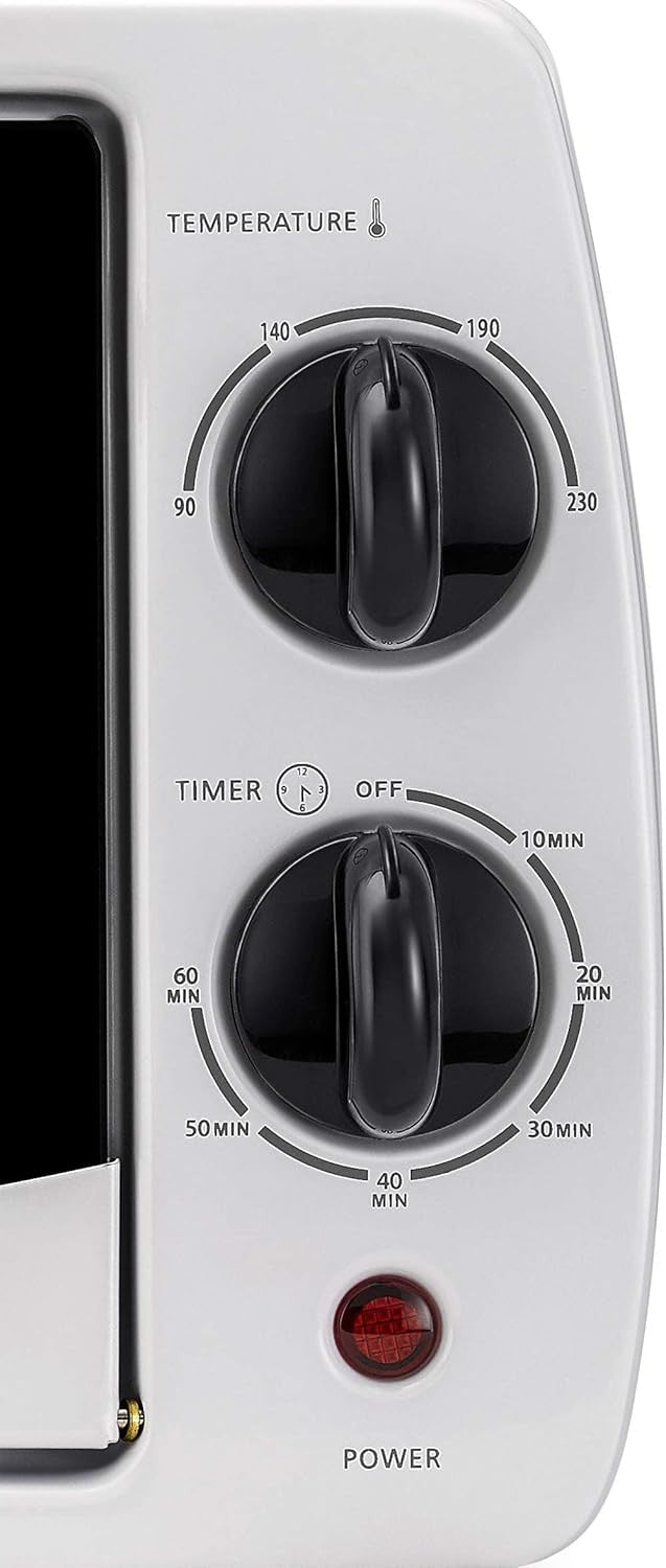 Black + Decker Electric Oven, 9L, 800W, 90-230° Temp Setting, Double Grill With Convection, Double Glass Door For Safety, White, TRO9DG-B5