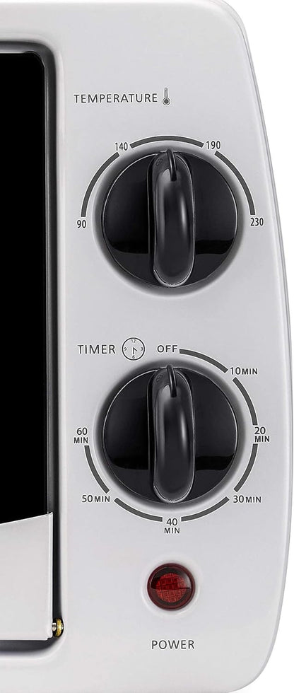 Black + Decker Electric Oven, 9L, 800W, 90-230° Temp Setting, Double Grill With Convection, Double Glass Door For Safety, White, TRO9DG-B5