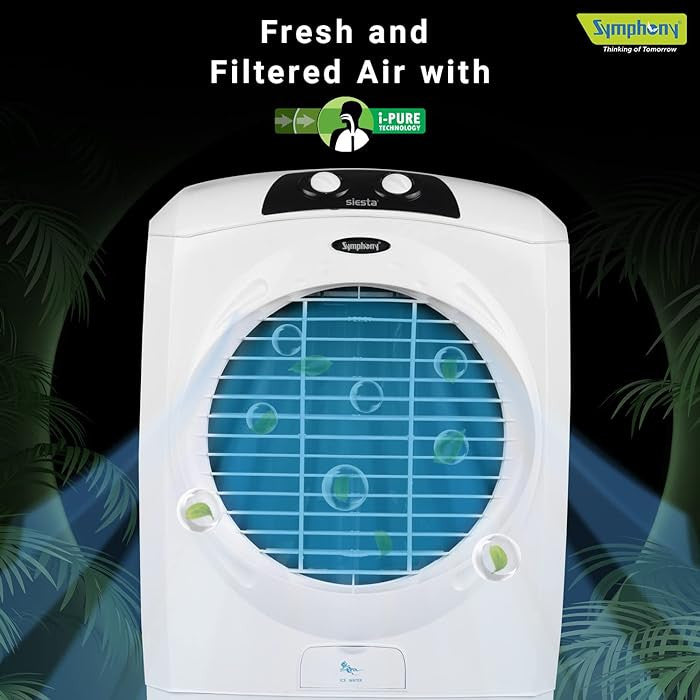 Symphony Desert Air Cooler, 70L, White, SIESTA 70XL