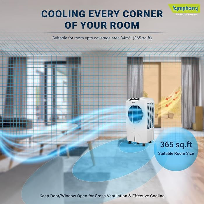 Symphony Desert Air Cooler, 70L, White, SIESTA 70XL