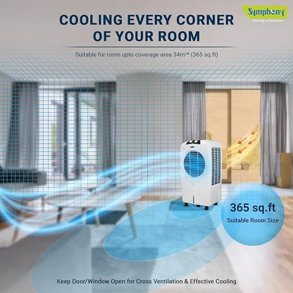 Symphony Desert Air Cooler, 70L, White, SIESTA 70XL