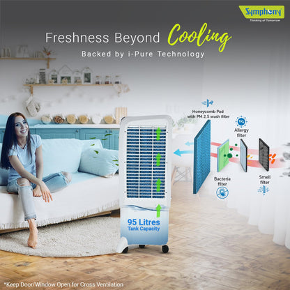 Symphony Desert Air Cooler, 95L, White, SIESTA 95XL 