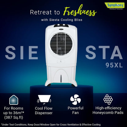 Symphony Desert Air Cooler, 95L, White, SIESTA 95XL 