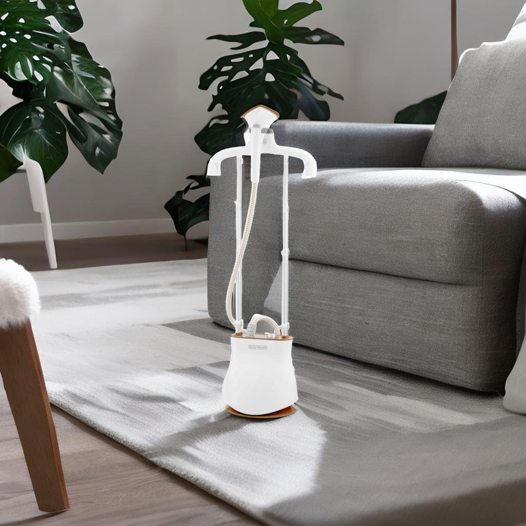 Black + Decker Twin Pole Garment Steamer, 2400W, White, GST2400-B5