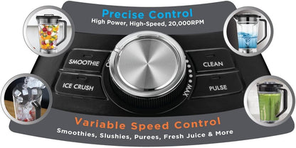 Black + Decker Blender, 1200W, 1.85L BPA-Free Jar, 500ml Travel Cup, Black, BXH1200-B5