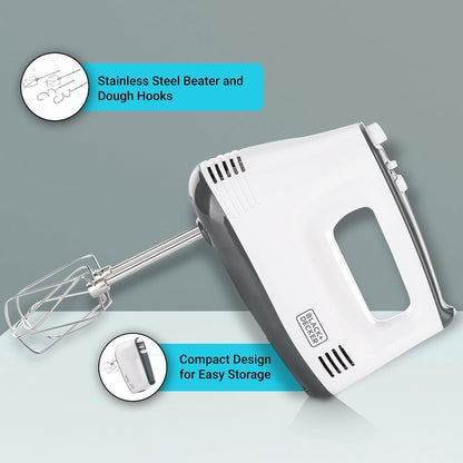 Black + Decker Hand Mixer, 300w, White, M350-B5
