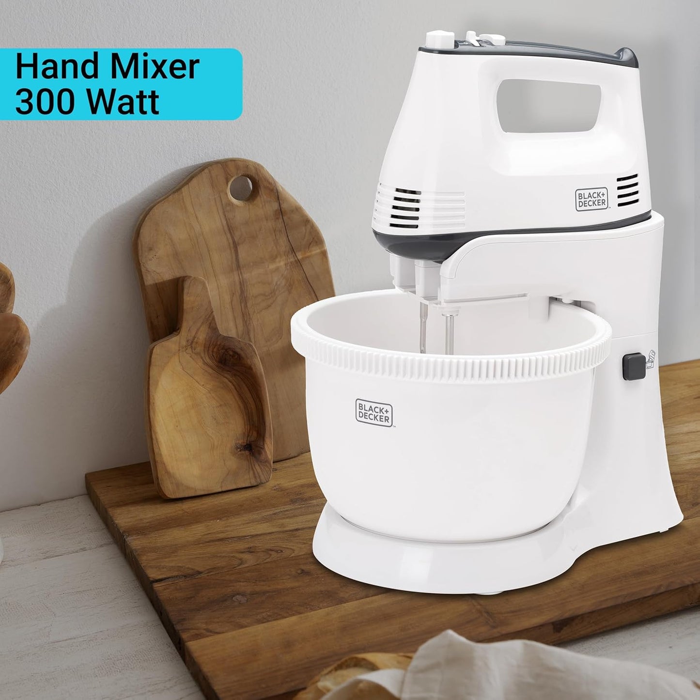 Black + Decker Stand Mixer, 300W, 5 speed, White, M700-B5