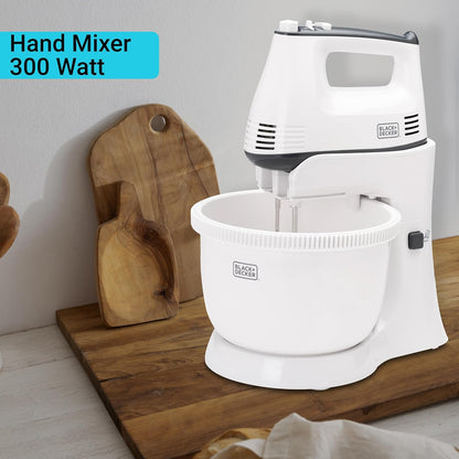 Black + Decker Stand Mixer, 300W, 5 speed, White, M700-B5
