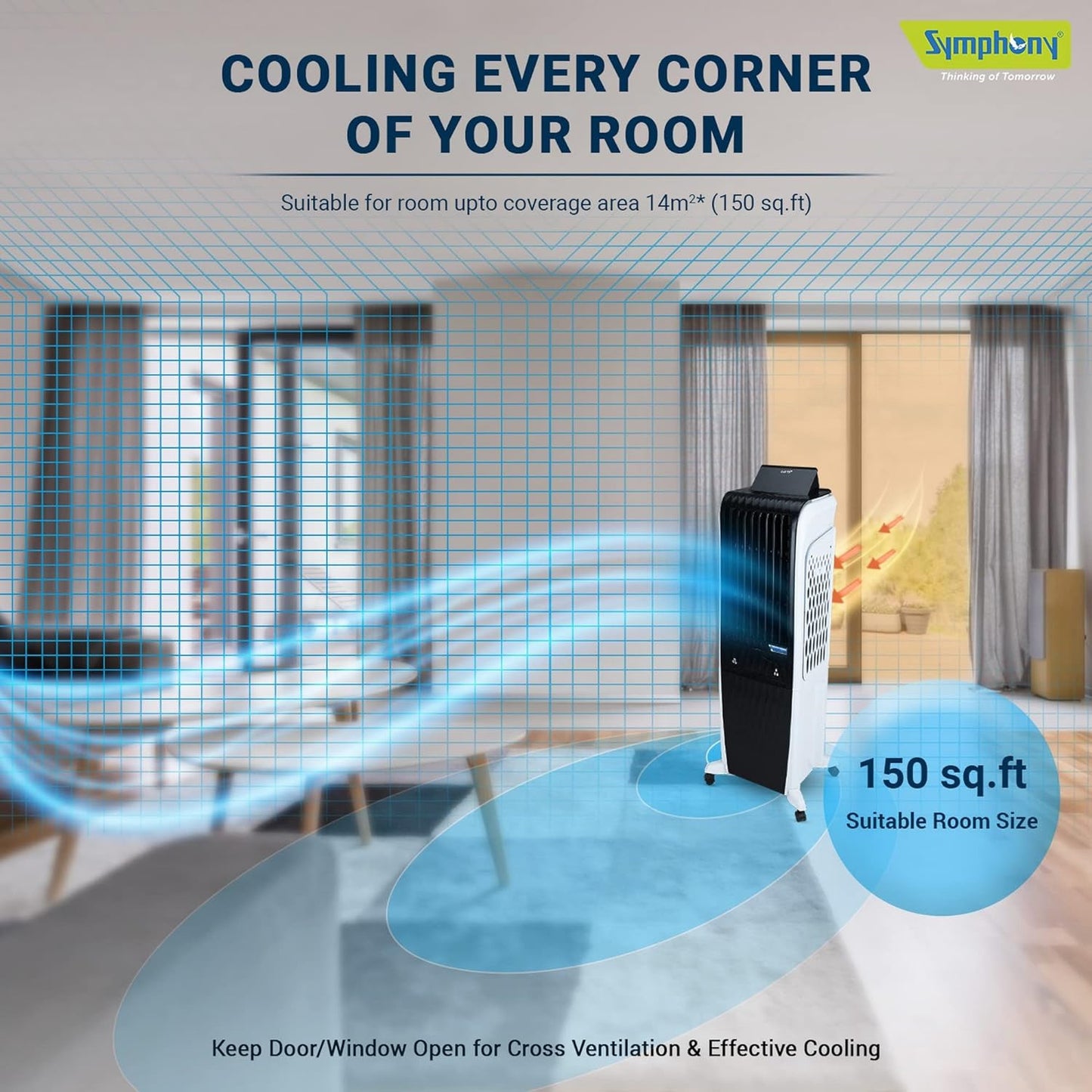 Symphony Air Cooler, Easy-fill, 3D Cooling, Digital control, Dura-Pump technology, Cool Flow, low Energy consumption, i-pure technology, Black, Diet 3D 30i