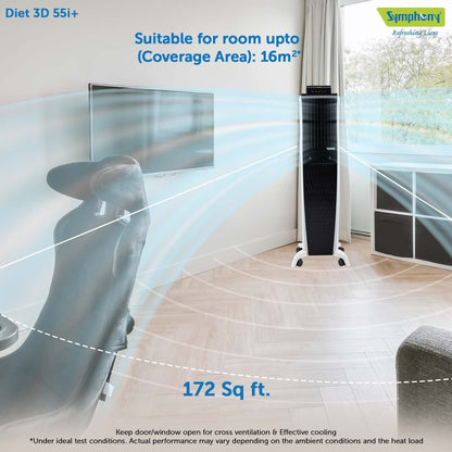 Symphony Air Cooler, Easy-fill, 3D Cooling, Digital control, Dura-Pump technology, Cool Flow, low Energy consumption, i-pure technology, Black, Diet 3D 55i