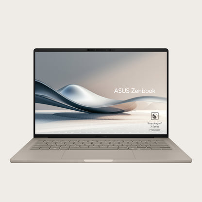 Asus Zenbook A14 Notebook, 12 CORE Hamoa Snapdragon X Elite X1E 78 100, 32GB RAM, 1TB Storage, 14-inch WUXGA (1920 x 1200) OLED 16:10, Qualcomm Hexagon NPU Graphics up to 45TOPS, Win 11 Home, Zabriskie Beige, UX3407RA-QD906W