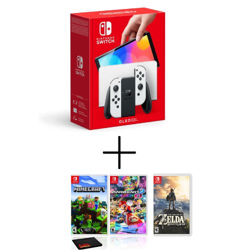 Nintendo Switch OLED with 3 Free Games Mario Kart 8 + Zelda + Minecraft