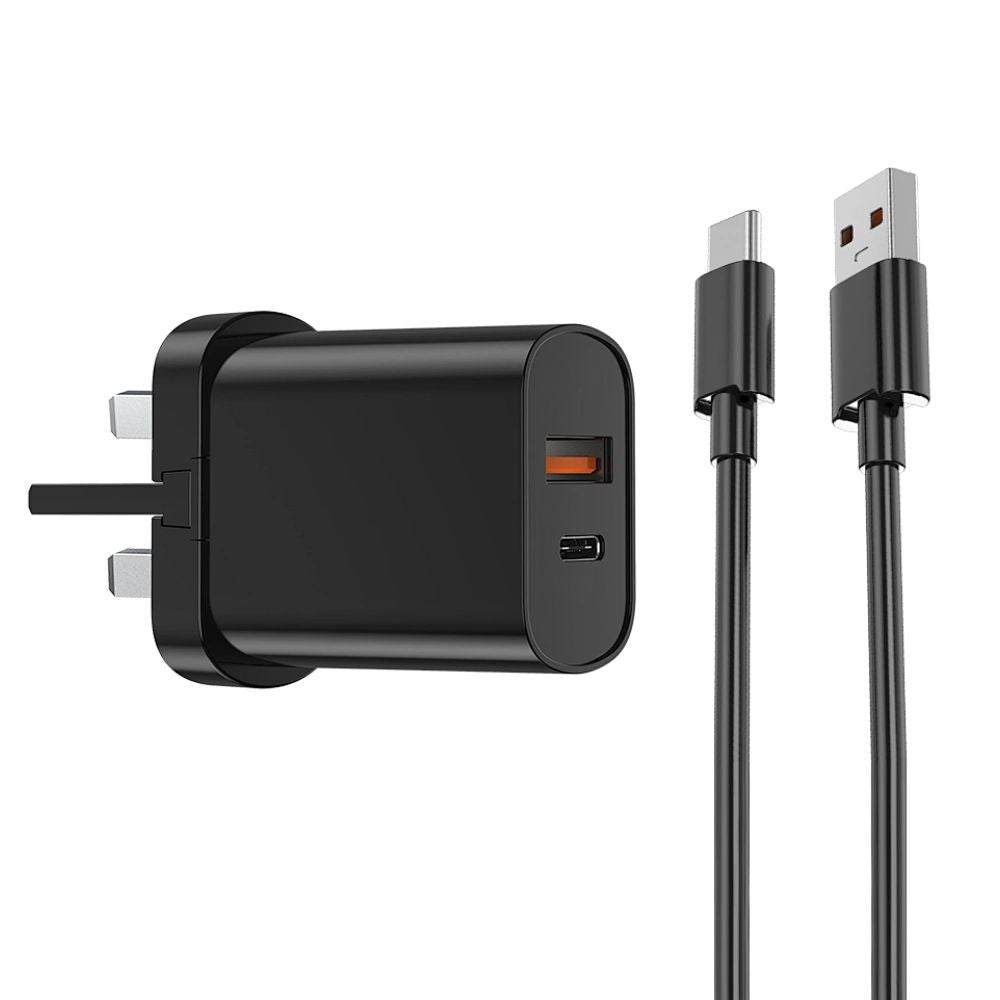 WiWU Quick 20W+18W PD+QC UK Fast Charger With USB to Type-C Cable, Black