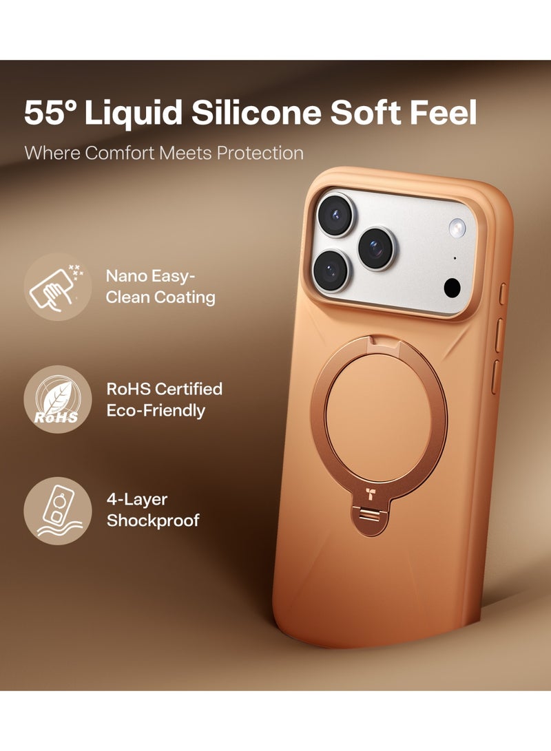 TORRAS Ostand Spin Silicone Case for iPhone 17 Pro - Orange