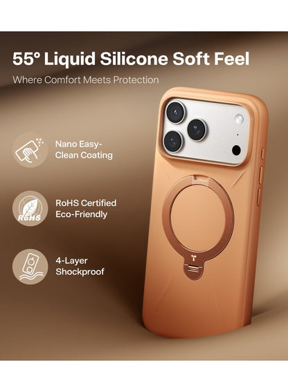 TORRAS Ostand Spin Silicone Case for iPhone 17 Pro - Orange
