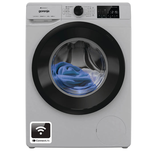 Gorenje Smart Front Load Washing Machine, 8KG, Wi-Fi, 1200 RPM, Grey, WPNEI82A1SWA