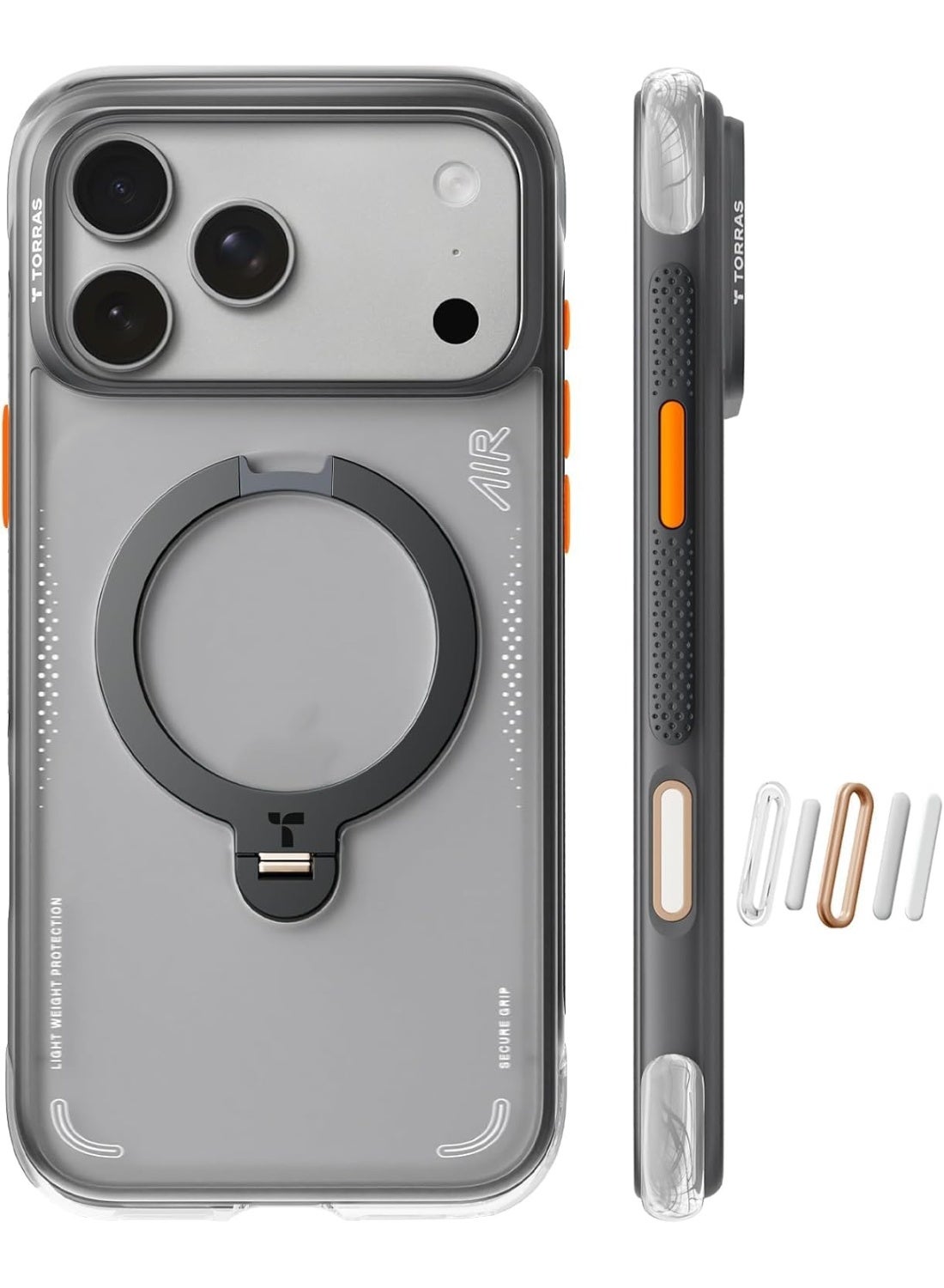 Torras Ostand Q3 Air iPhone 17 Pro Case Shadow Black - Front