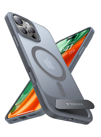 TORRAS Pstand Case for iPhone 16 Pro - Titanium Grey