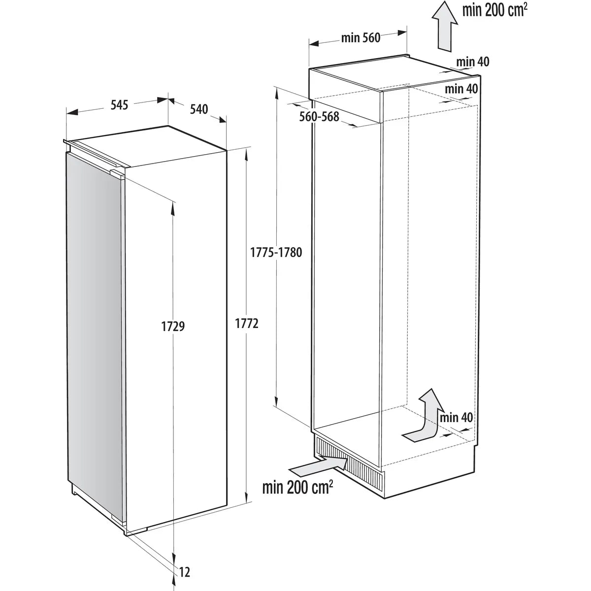Gorenje Built-in Single Door Refrigerator, 300L, White, RI517E62WF