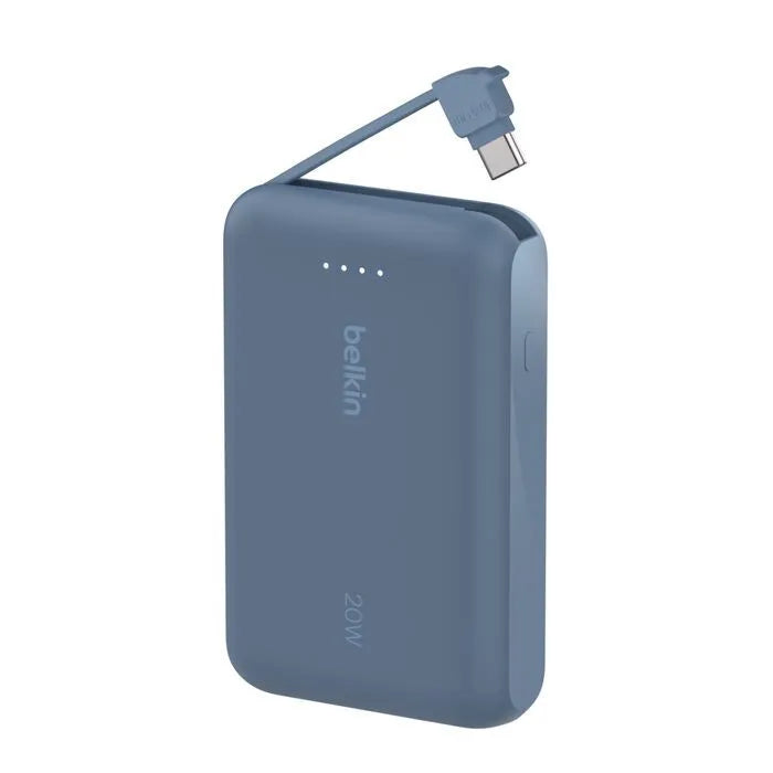 Belkin 10000mAh Power Bank PD 20W with Built-in USB-C Cable – Blue