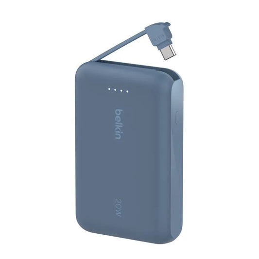Belkin 10000mAh Power Bank PD 20W with Built-in USB-C Cable – Blue