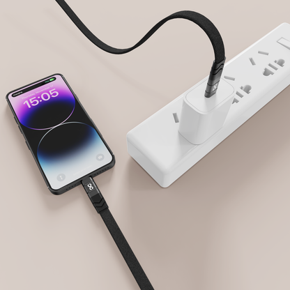 Infinyty Loop Charge Crossbody Flat Cable USB-C to USB-C, 100W, 1m, Black