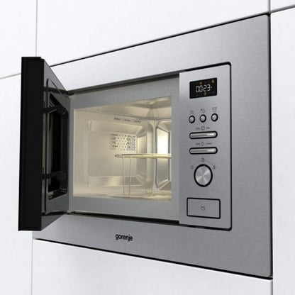 GORENJE BUILT-IN MICROWAVE WITH GRILL, 20 Liters,38.5 Width, STAINLESS STEEL – BM201AG1X