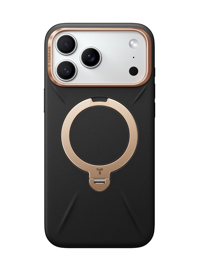 TORRAS Ostand VegSkin Vegan Leather Case for iPhone 17 Pro Max - Black