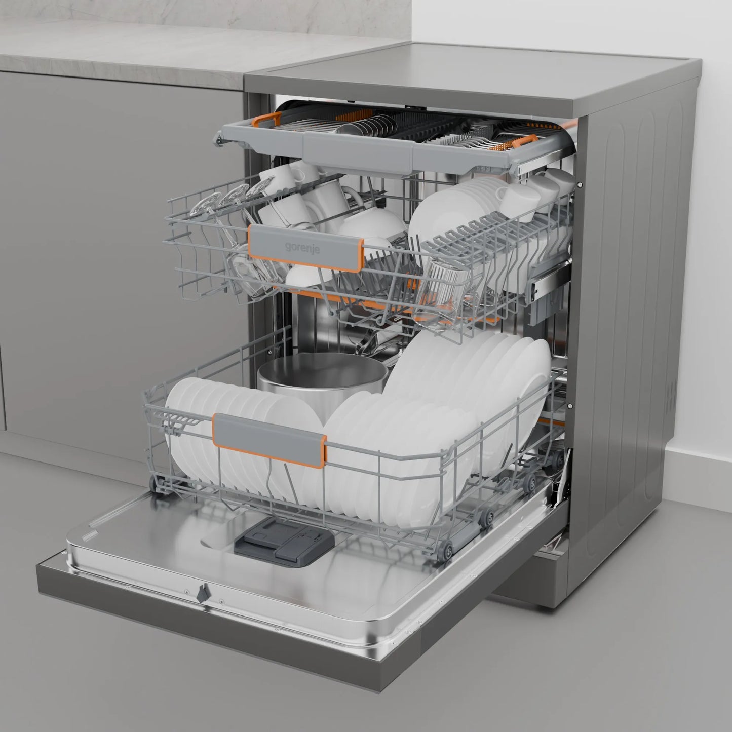 Gorenje 16 Place Settings Dishwasher, 60cm, Wi-Fi, Grey, GS673B90X