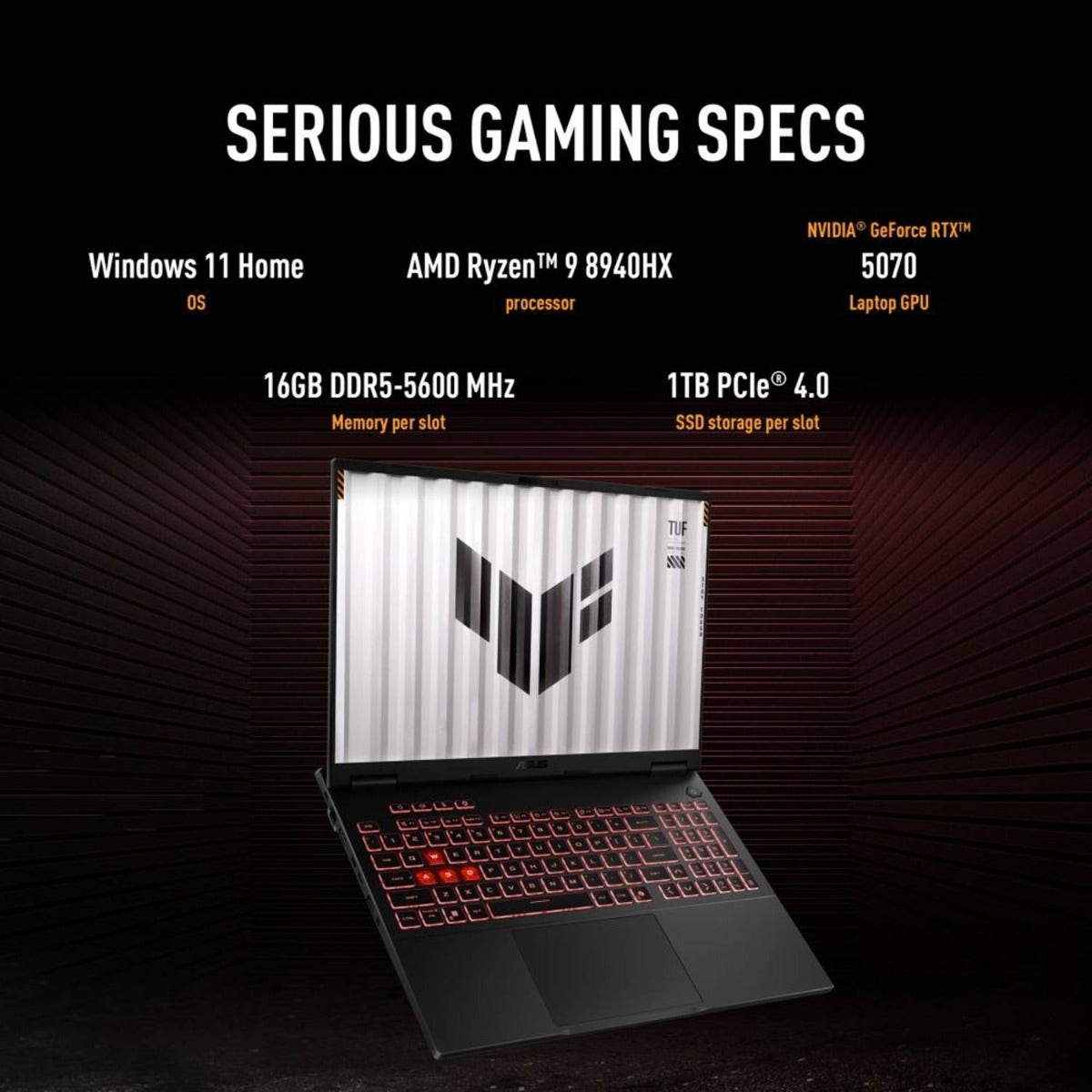 Asus FA608PP-G1S161W Gaming Laptop AMD Ryzen 9 8940HX 16GB RAM 1TB SSD NVIDIA RTX 5070