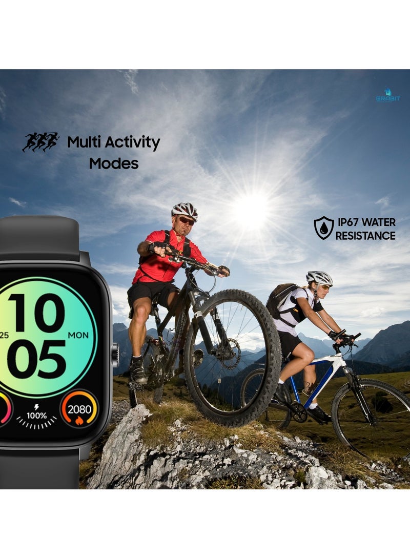 Grabit G-Crew Bluetooth Calling Smart Watch 2.01 Inch Black