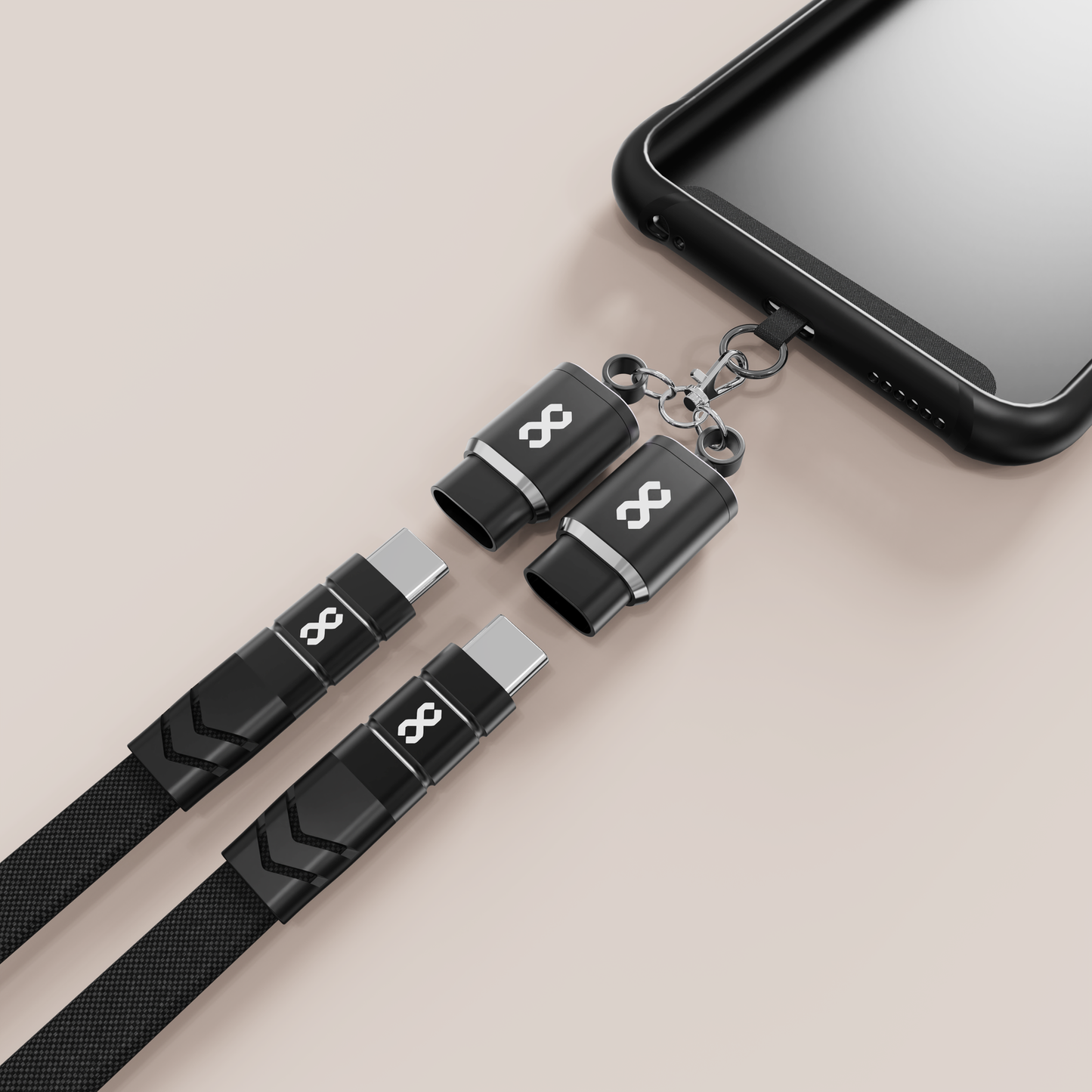 Infinyty Loop Charge Crossbody Flat Cable USB-C to USB-C, 100W, 1m, Black