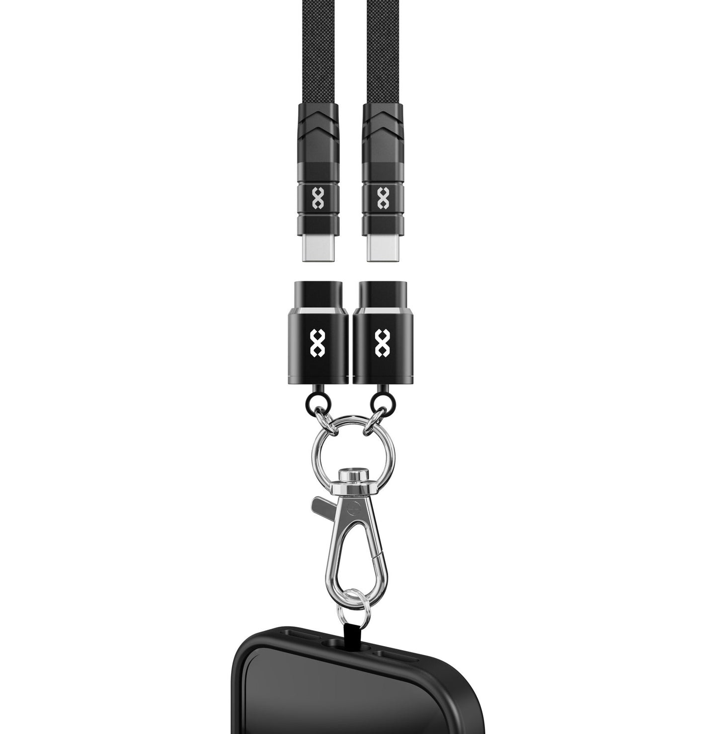 Infinyty Loop Charge Crossbody Flat Cable USB-C to USB-C, 100W, 1m, Black