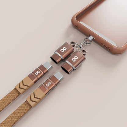 Infinyty Loop Charge Crossbody Flat Cable USB-C to USB-C, 100W, 1m, Brown