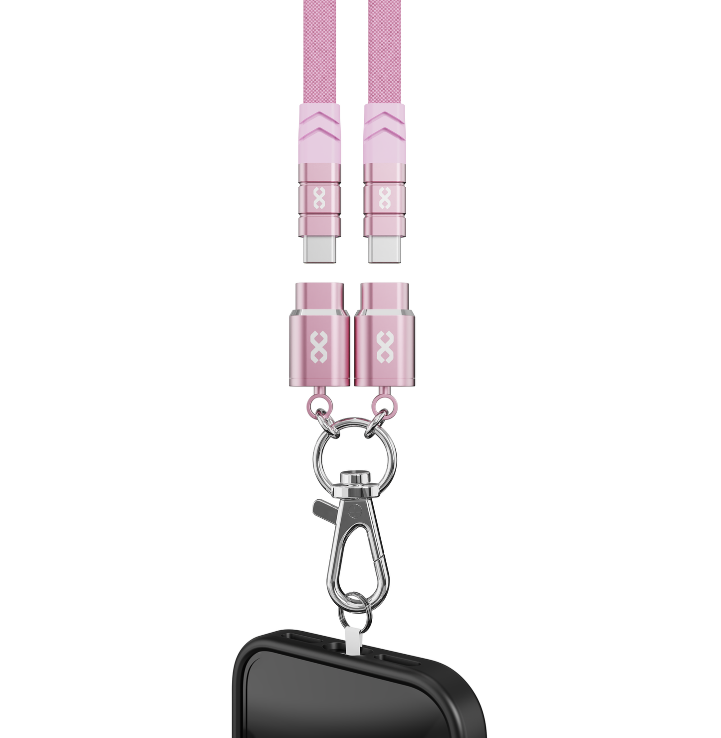 Infinyty Loop Charge Crossbody Flat Cable USB-C to USB-C, 100W, 1m, Pink