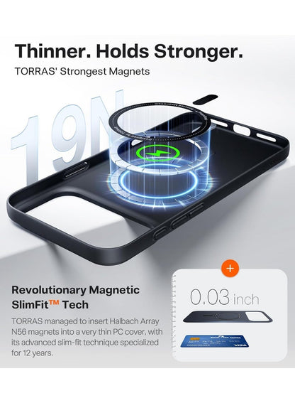 TORRAS Slimfit Magnetic Case for iPhone 17 Pro Max - Black