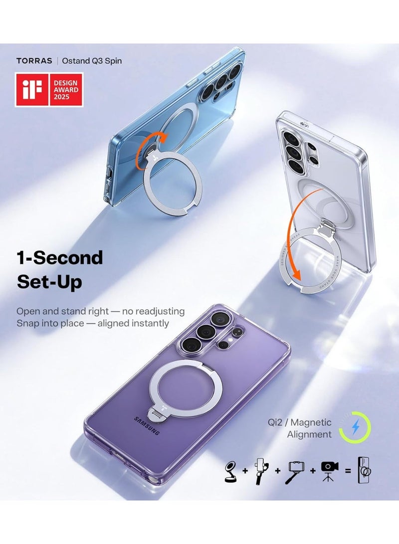 TORRAS Ostand Spin Case for Samsung Galaxy S26 Ultra - Clear