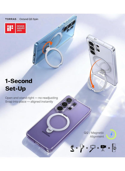 TORRAS Ostand Spin Case for Samsung Galaxy S26 Ultra - Clear