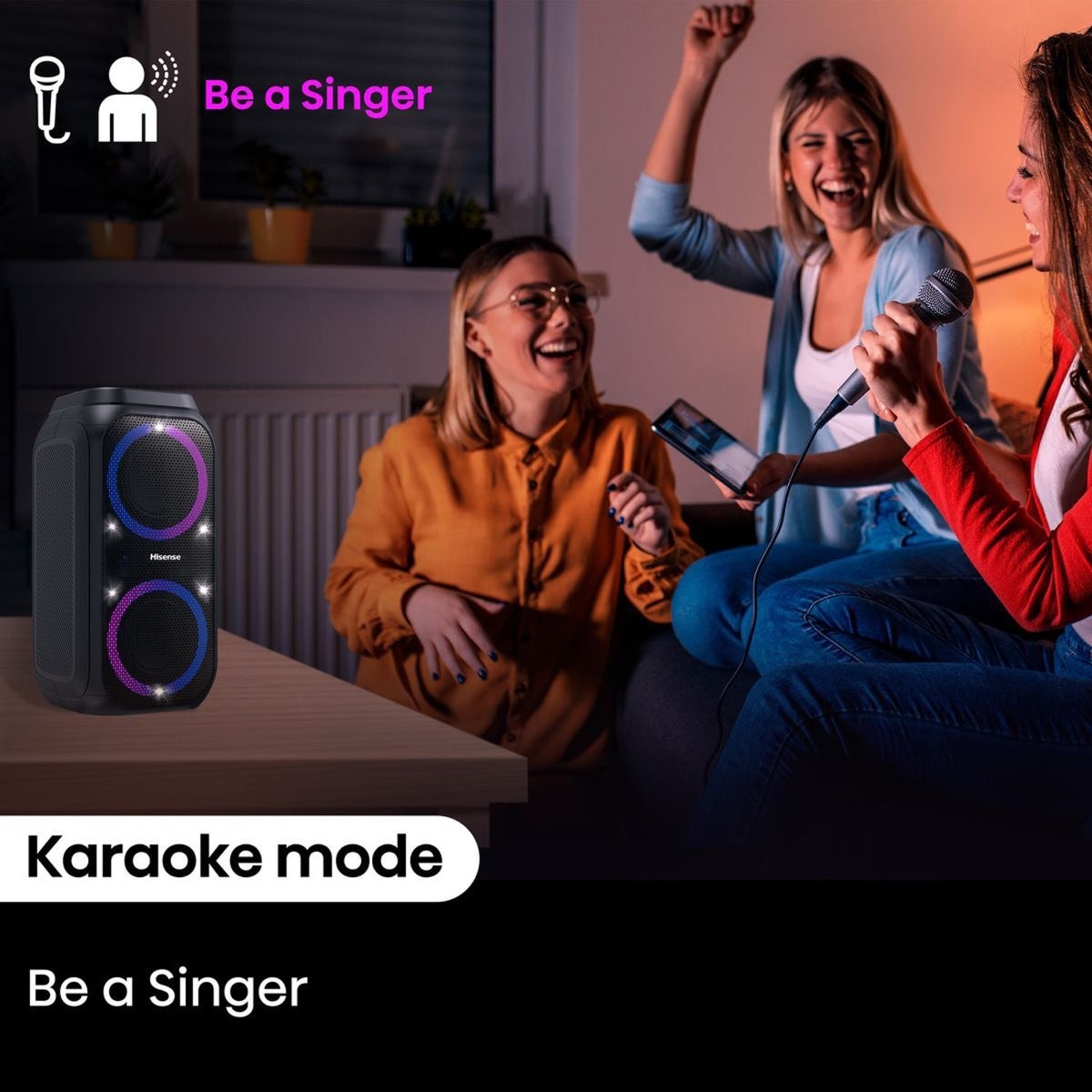 Hisense Portable Bluetooth Party Speaker, 160W, 12Hr Battery, IPX4 – Party Rocket 160