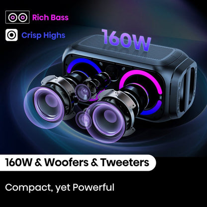 Hisense Portable Bluetooth Party Speaker, 160W, 12Hr Battery, IPX4 – Party Rocket 160
