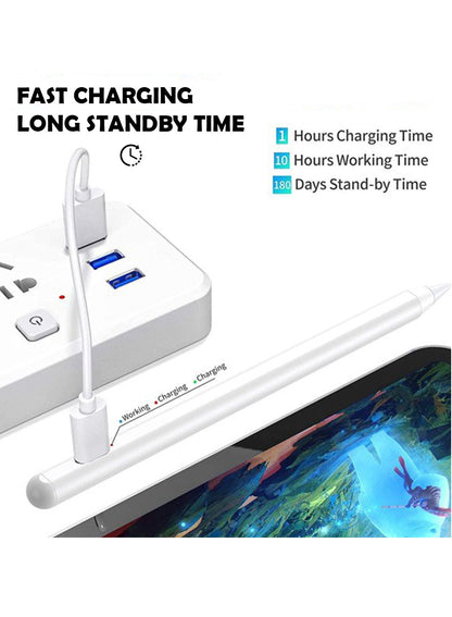 PROTECT  Universal Pencil Stylus Pen, Type C Charging, With Type C Cable, White, PPK08