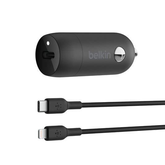 Belkin USB-C Car Charger 30W with 1M USB-C to Lightning Cable – Fast Charging