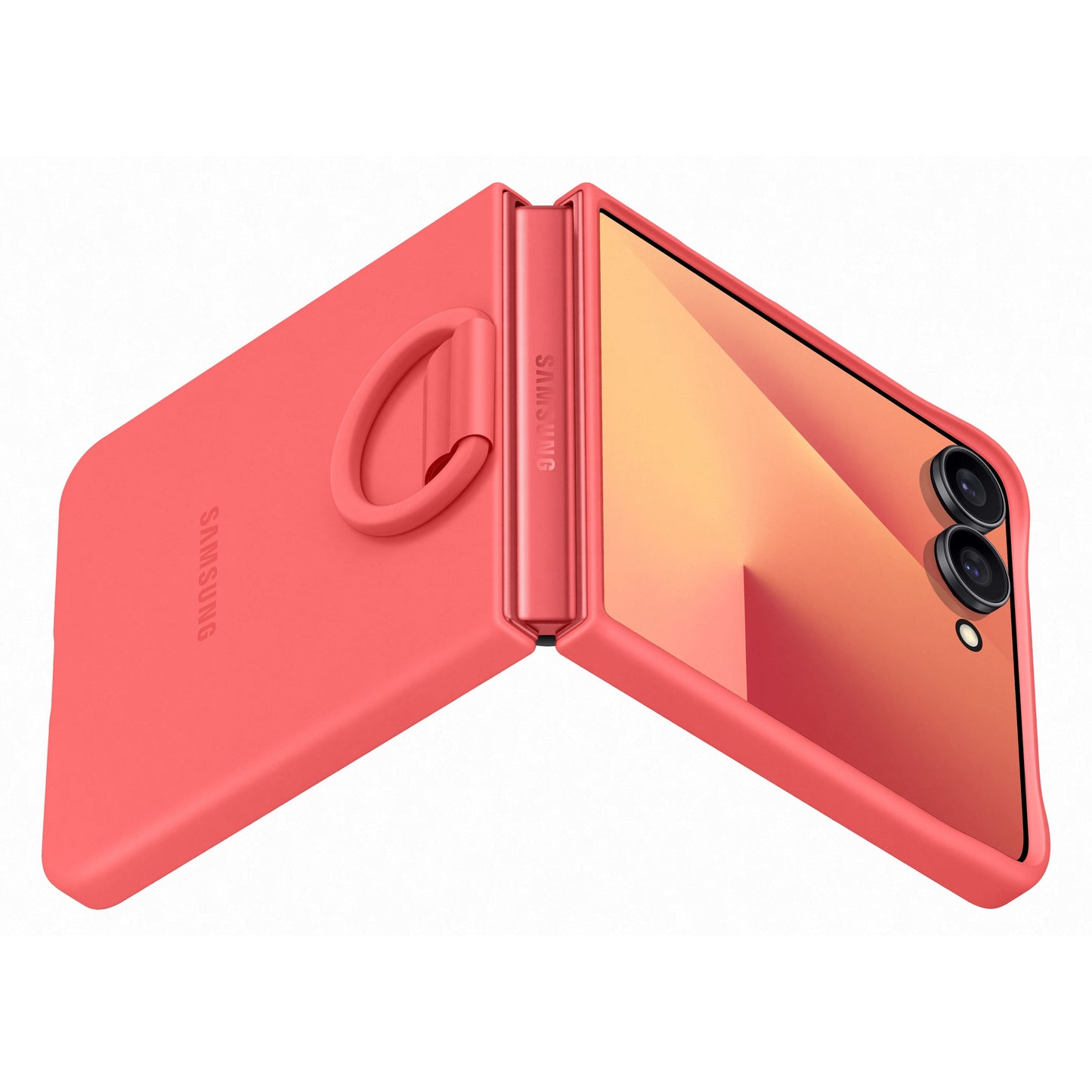 Samsung Galaxy Z Flip7 Silicone Ring Case, Coral Red