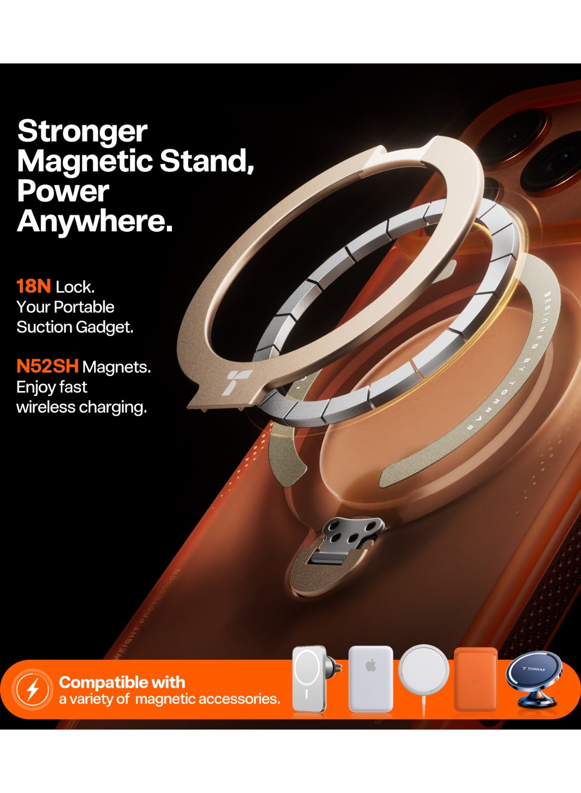 Torras Ostand Q3 Air iPhone 17 Pro Case Horizon Orange - Protection