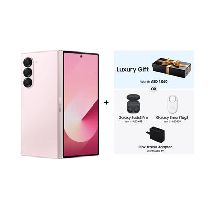 Samsung Galaxy Z Fold 6 Foldable AI Smartphone, 12GB RAM, 256GB Storage, 5G Dual Sim, 50MP Camera, Android 14 One UI, Pink, Middle East Version