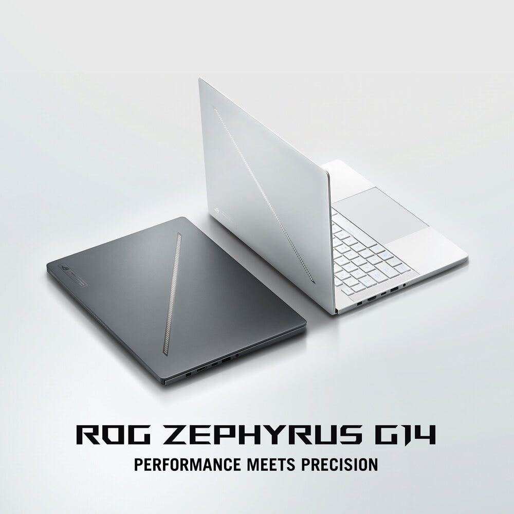 ASUS ROG Zephyrus GA403UV-OLED9132W Gaming Laptop, AMD R9-8000 R9-8945HS, 32GB RAM, 1TB SSD, RTX 4060 8GB, 14 3K OLED, Windows 11 Home, Platinum White