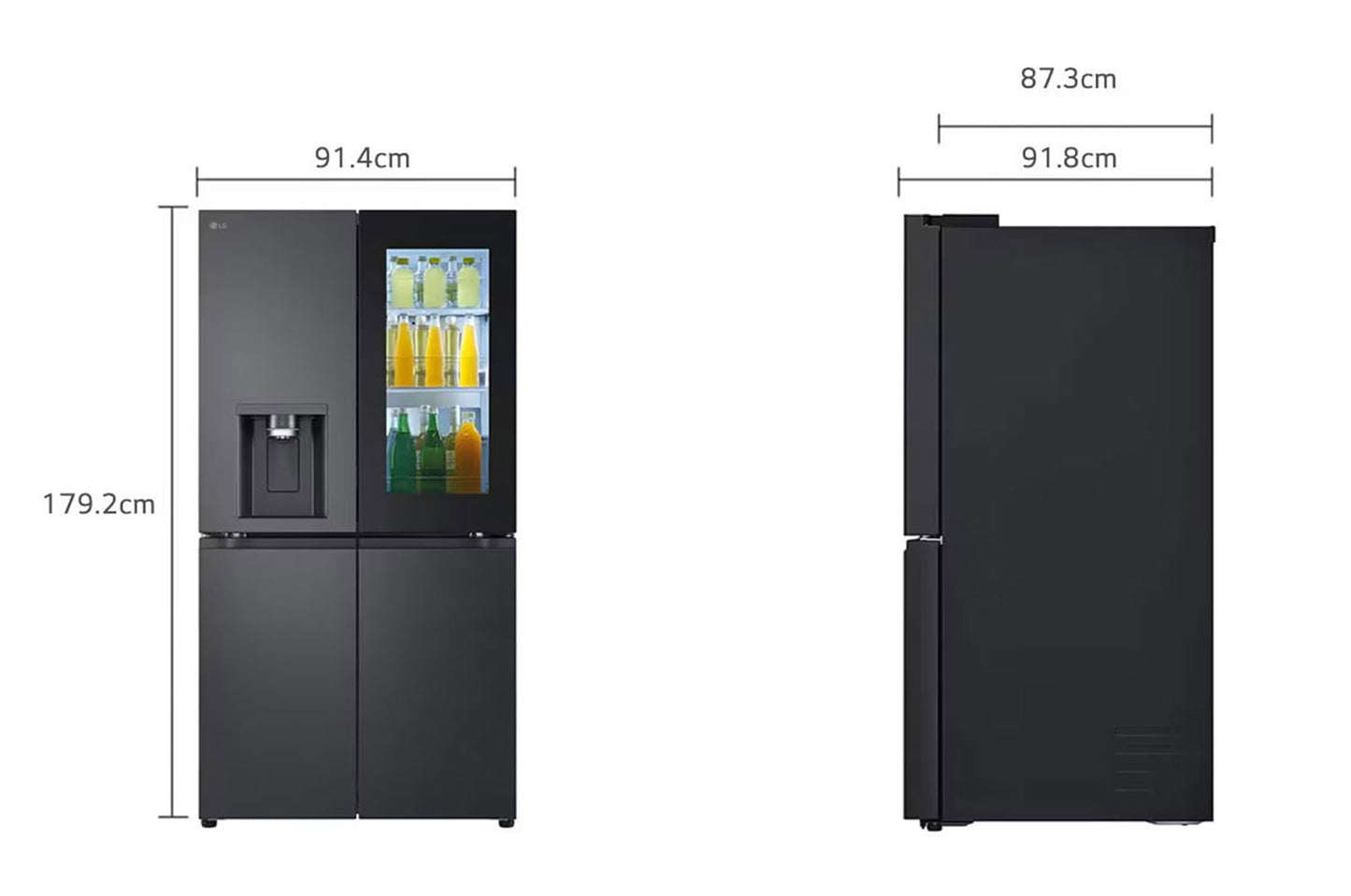 LG Black Glass InstaView Door-in-Door™, Essence Black Steel 716L GR-X39FFCRB