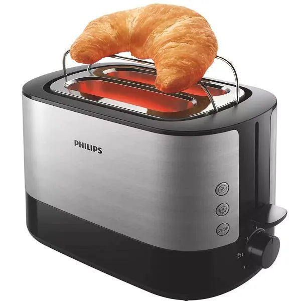 Philips Metalbrush 2 Slices Toaster,HD2637, 1000W Black/Sliver