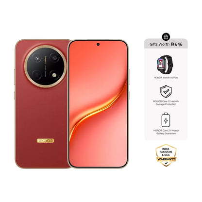 Honor X9e Pro 5.5G in Reddish Brown, front and back view
