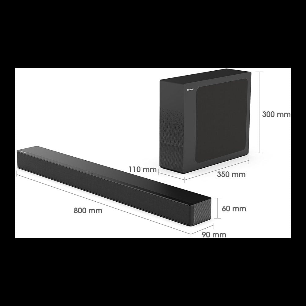 Hisense Soundbar, 2.1 Channel Audio, Wireless Subwoofer, Bluetooth – HS2100